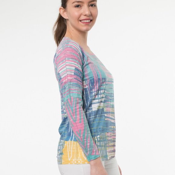 Long Sleeve Crewneck in Lignes Print - Picture 3 of 7